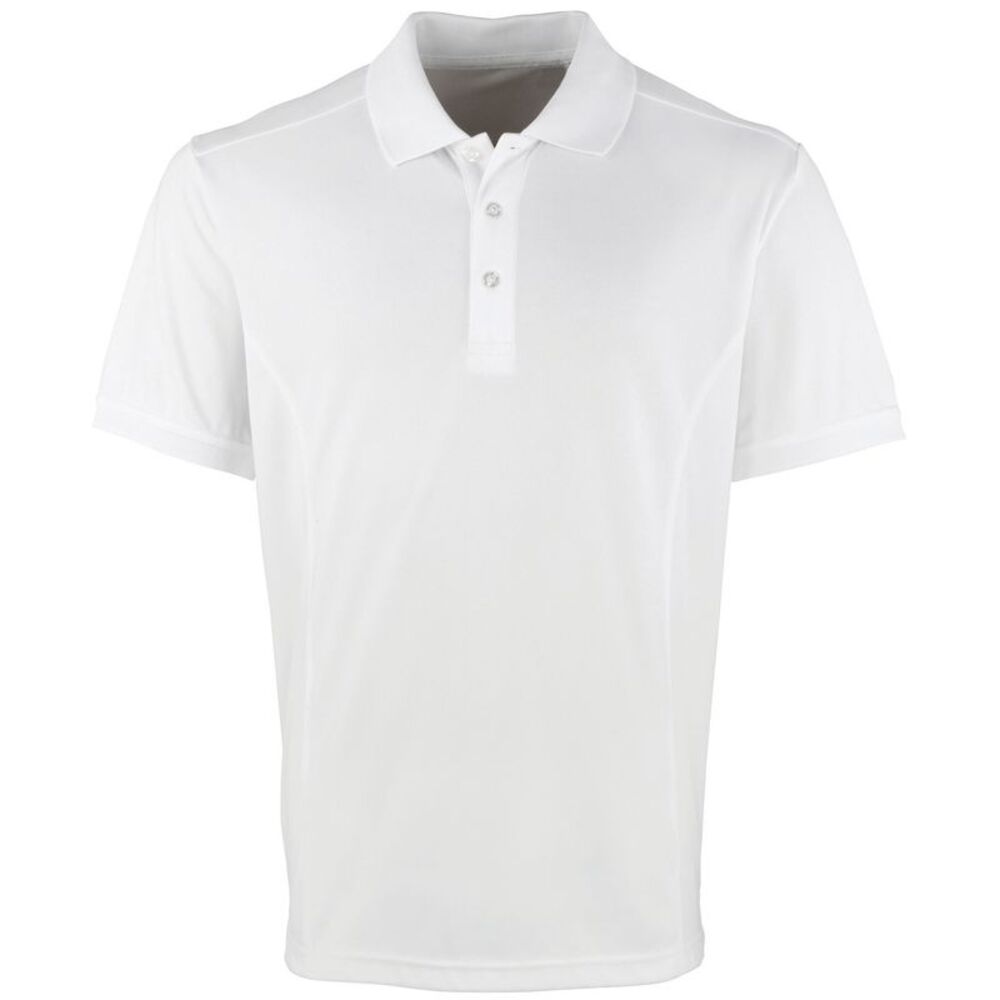 Premier Mens Coolchecker Pique Short Sleeve Polo T-Shirt / White